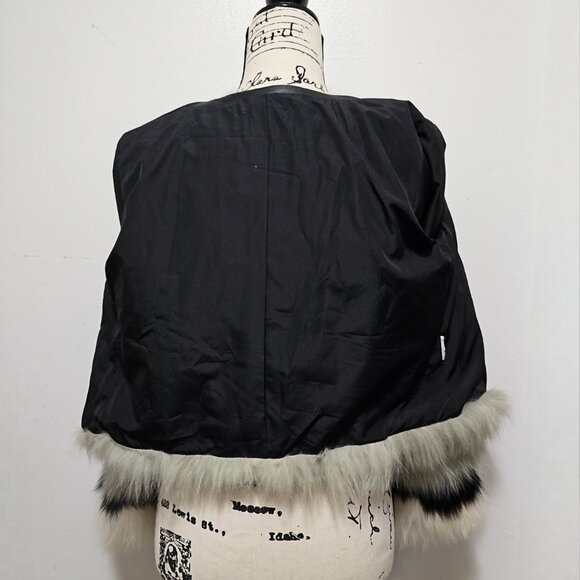 New Real Fox Fur Overcoat Jacket Blazer Eggshell Grey Pistachio Abstract No Mink - Picture 5 of 5